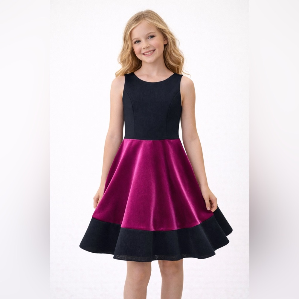 Zoe Ltd NY‎ Girls Special Occasion Dress Size 14 Velvet Scuba Fit Flare Party